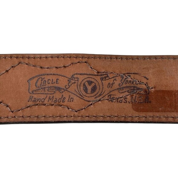 Circle Y of Yoakum Brown & Silver Medallion Western Leather Belt Size 36 USA - Picture 5 of 8